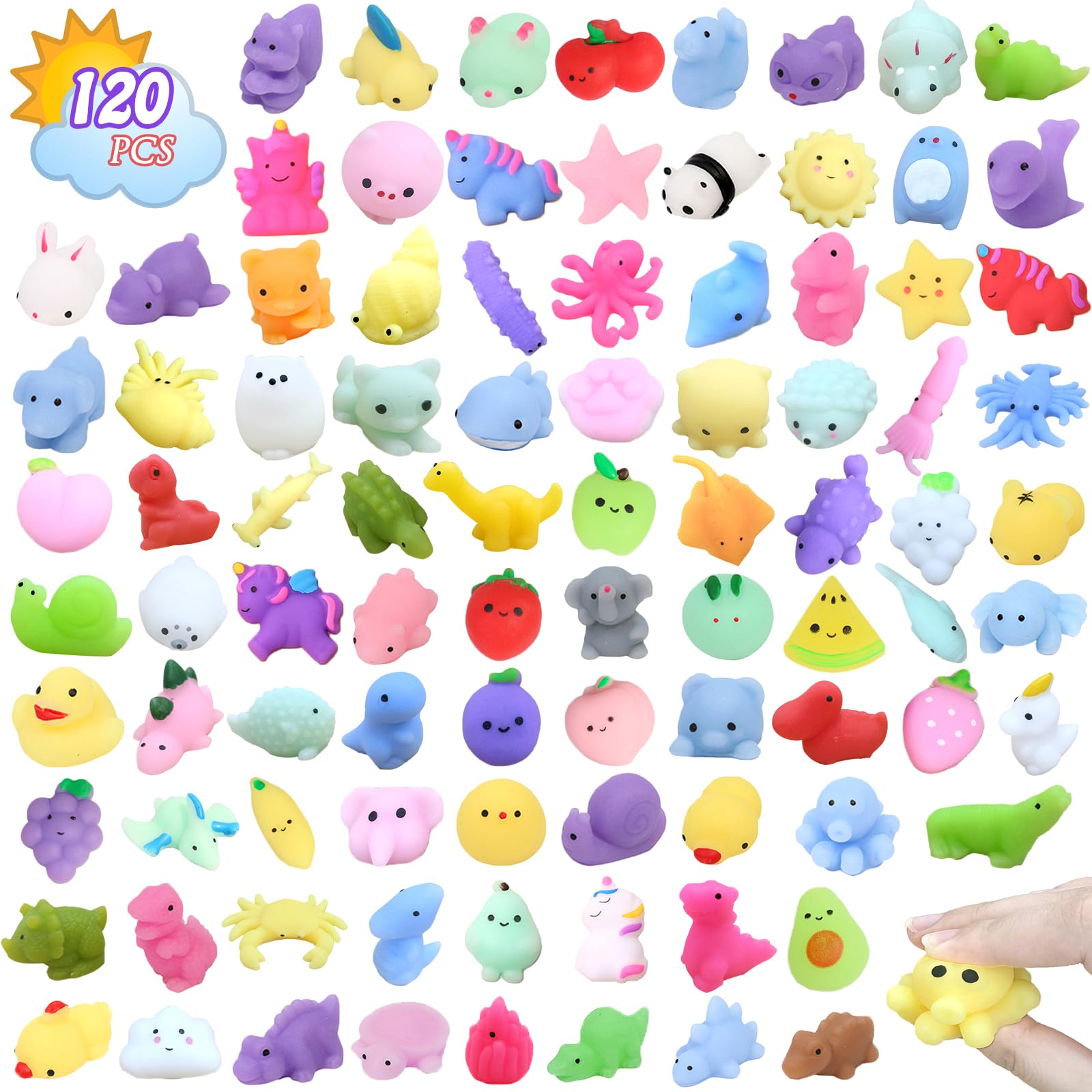 Albiuev 120pcs mochi squishies bulk for sensory play and party favors