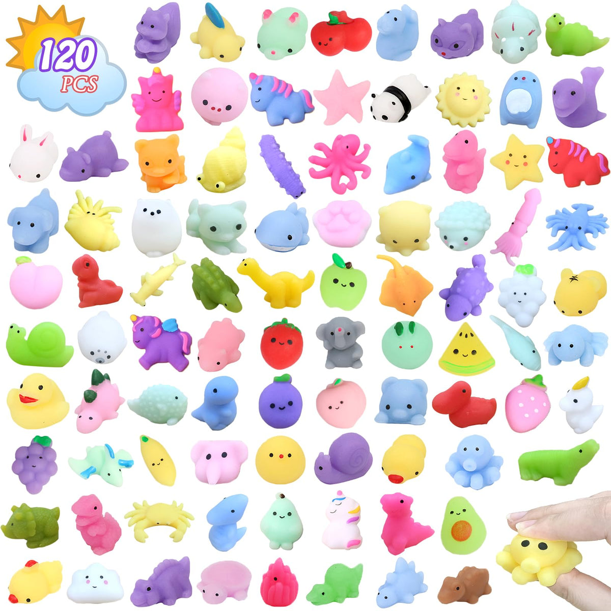 Albiuev 120pcs mochi squishies bulk for sensory play and party favors