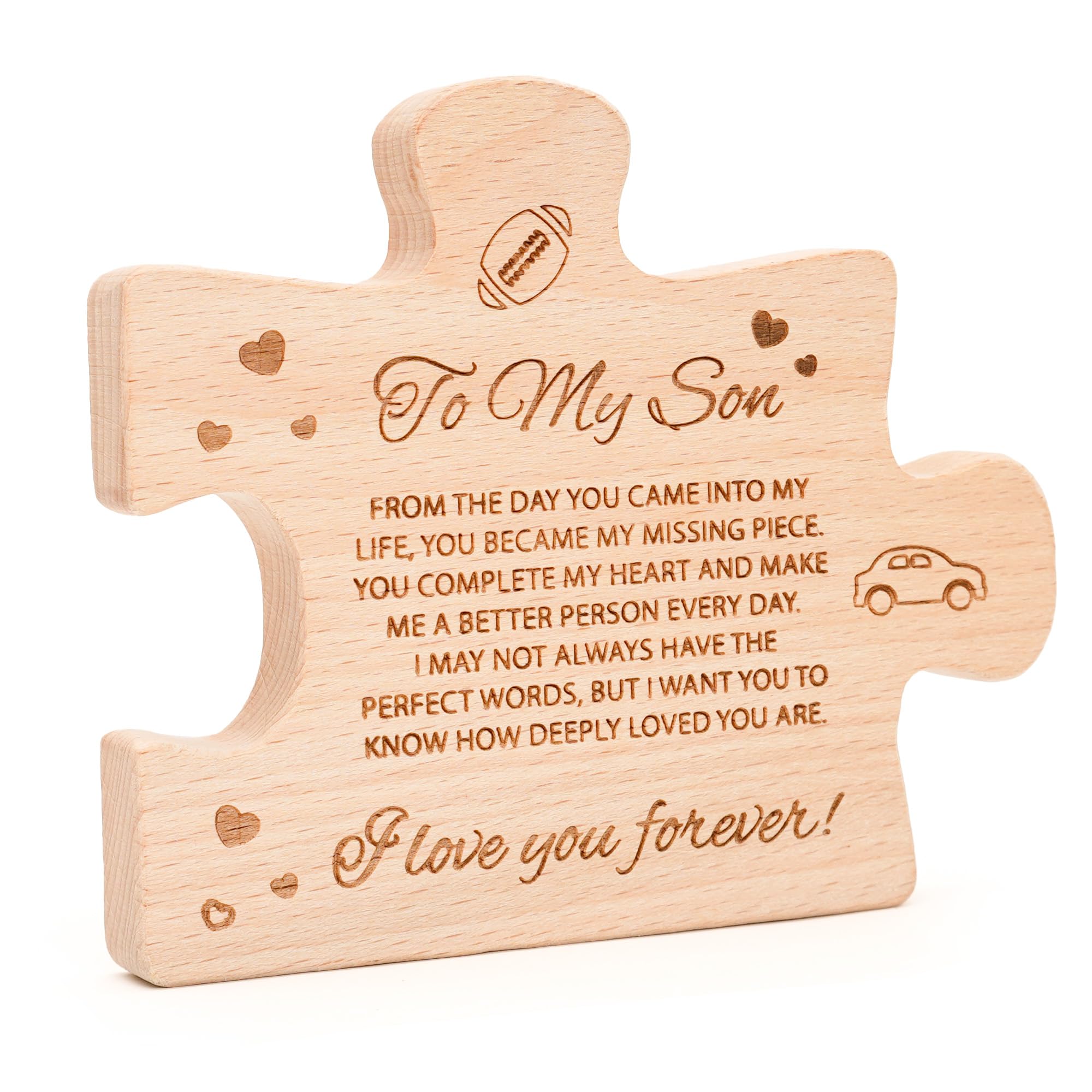 Alcarin To My Son wooden block puzzle on display for desk or shelf