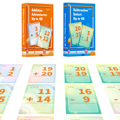 Alened addition-subtraction flash cards front for independent practice.