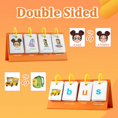 Alened Phonics flash cards support sentence building with vivid imagery to boost reading confidence.