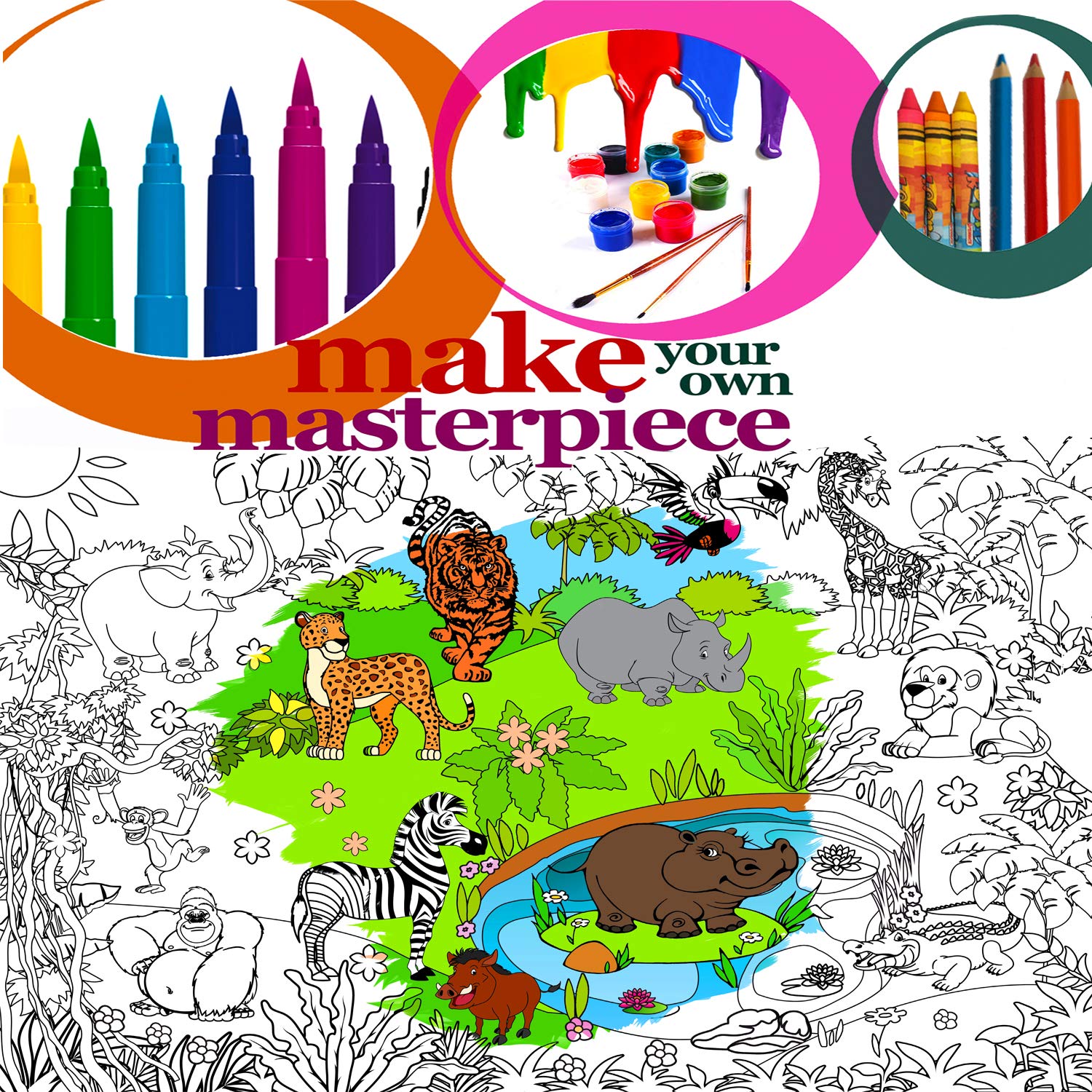 ALEX Art giant coloring poster with lion encourages teamwork and large-scale artwork