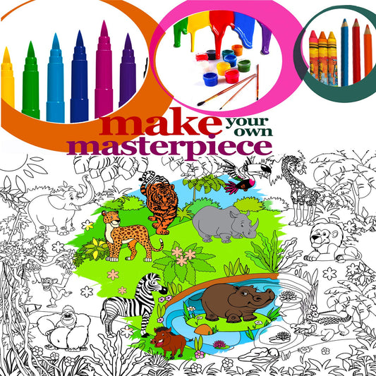 ALEX Art giant coloring poster with lion encourages teamwork and large-scale artwork