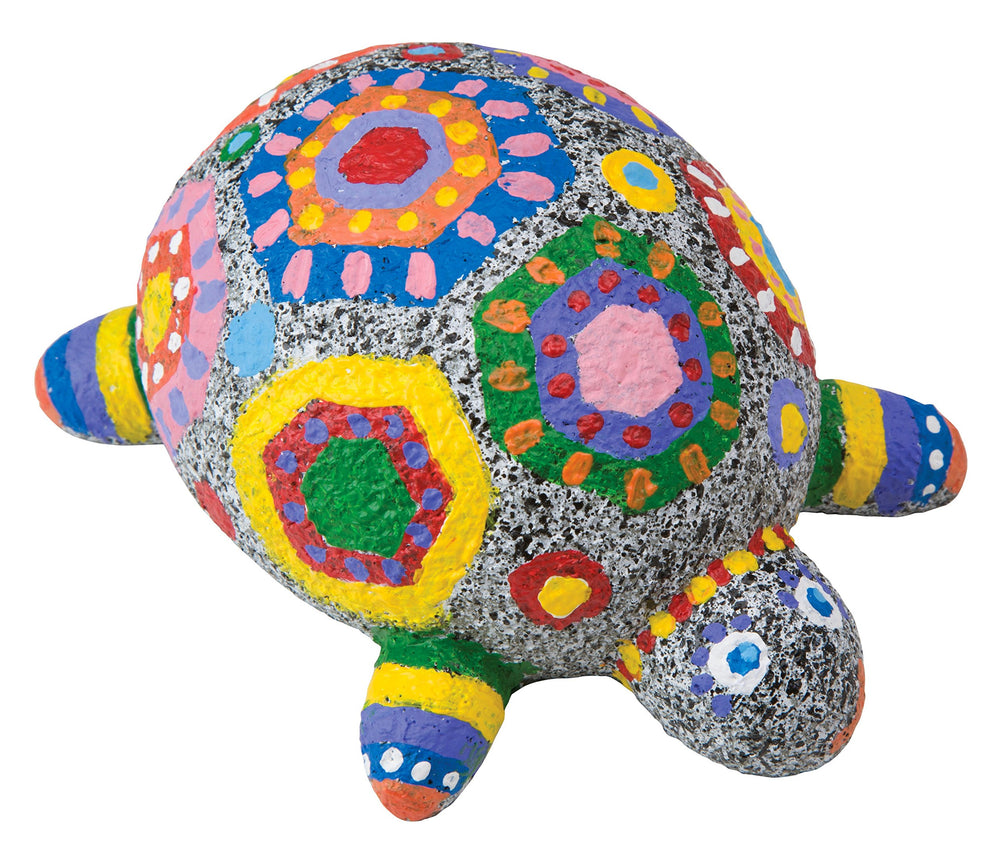 Turtle rock pet showcased indoors or outdoors with vibrant colors