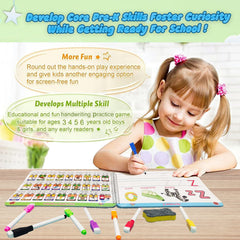 ALIANFLY workbook open pages showing tracing activities for handwriting practice
