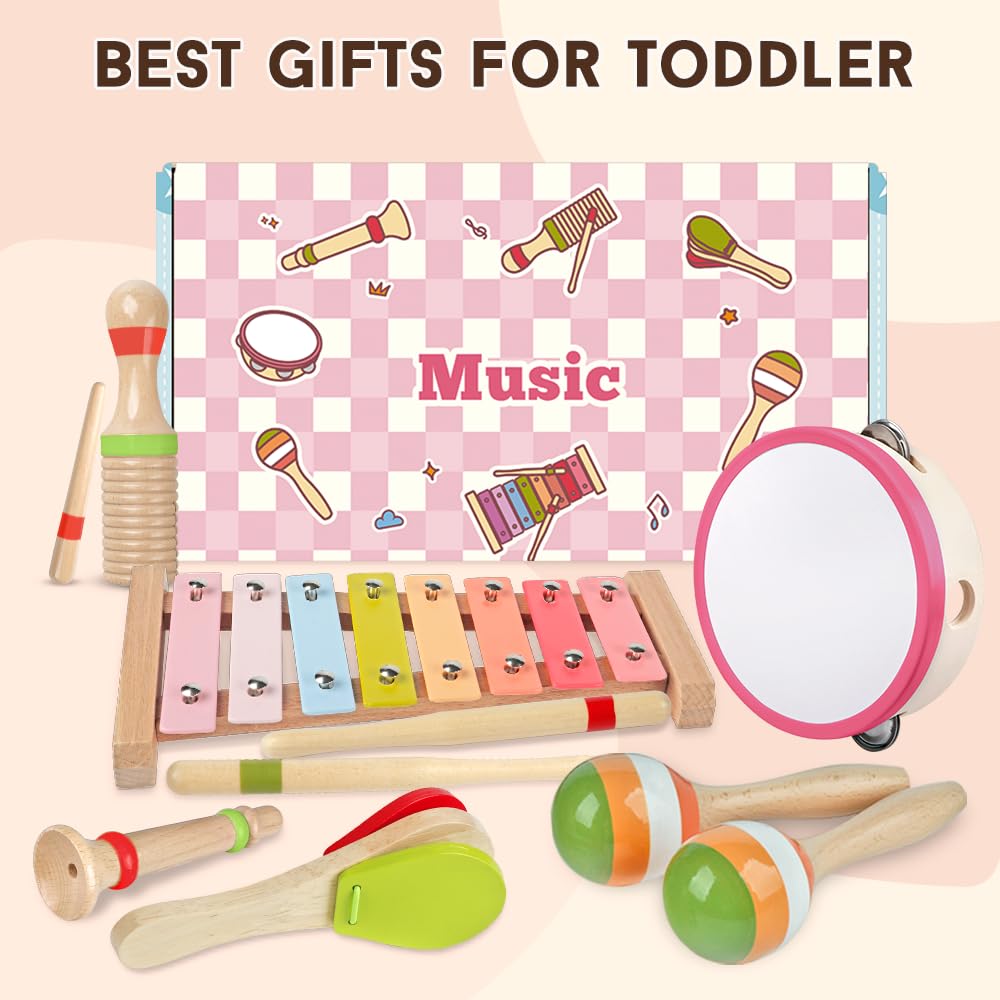 Aliex 6-in-1 Montessori set soft pink design for baby girls