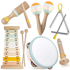 Aliex baby musical instruments set with Montessori design for fine motor development.