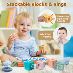 Aliex geometric shape sorter blocks promote color and shape recognition.