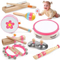 Aliex pink 8-in-1 Montessori instruments set, wooden xylophone for sensory play.