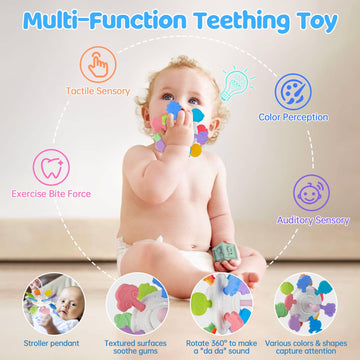 Aliex sensory teether with gnaw points for soothing and tactile exploration.