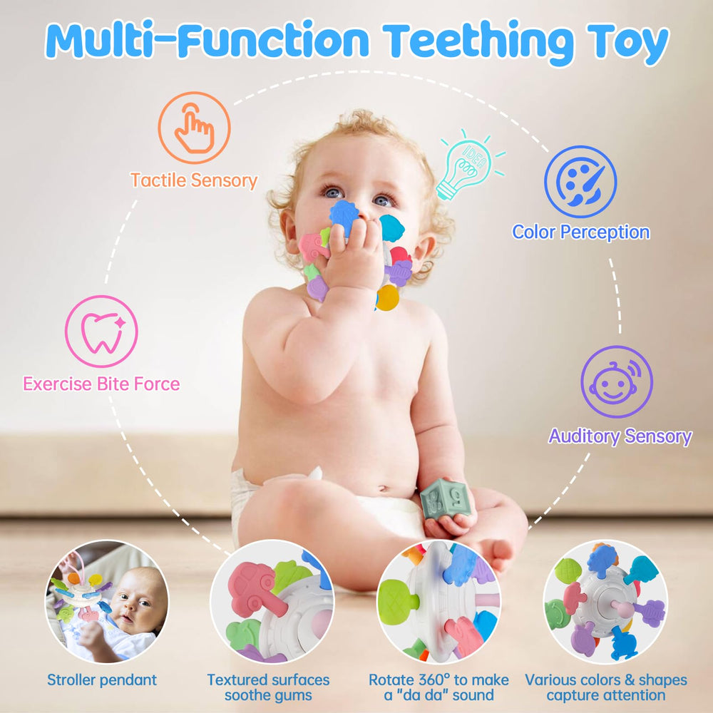 Aliex sensory teether with gnaw points for soothing and tactile exploration.
