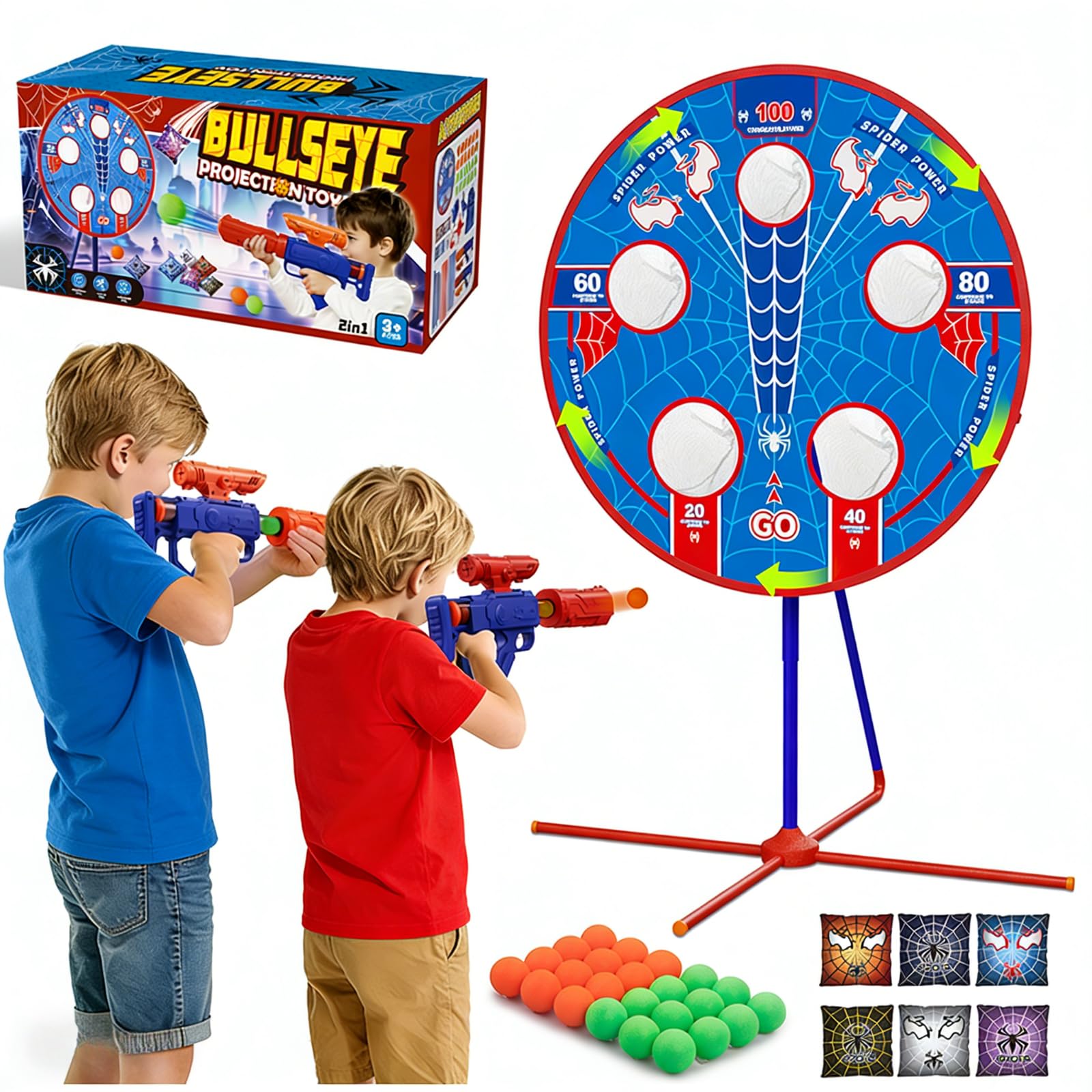 Aliex Spider Upgraded rotating target spins, helping kids aim with better hand-eye coordination.