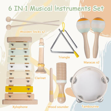 Aliex toddler xylophone in neutral colors supporting rhythm learning and concentration.