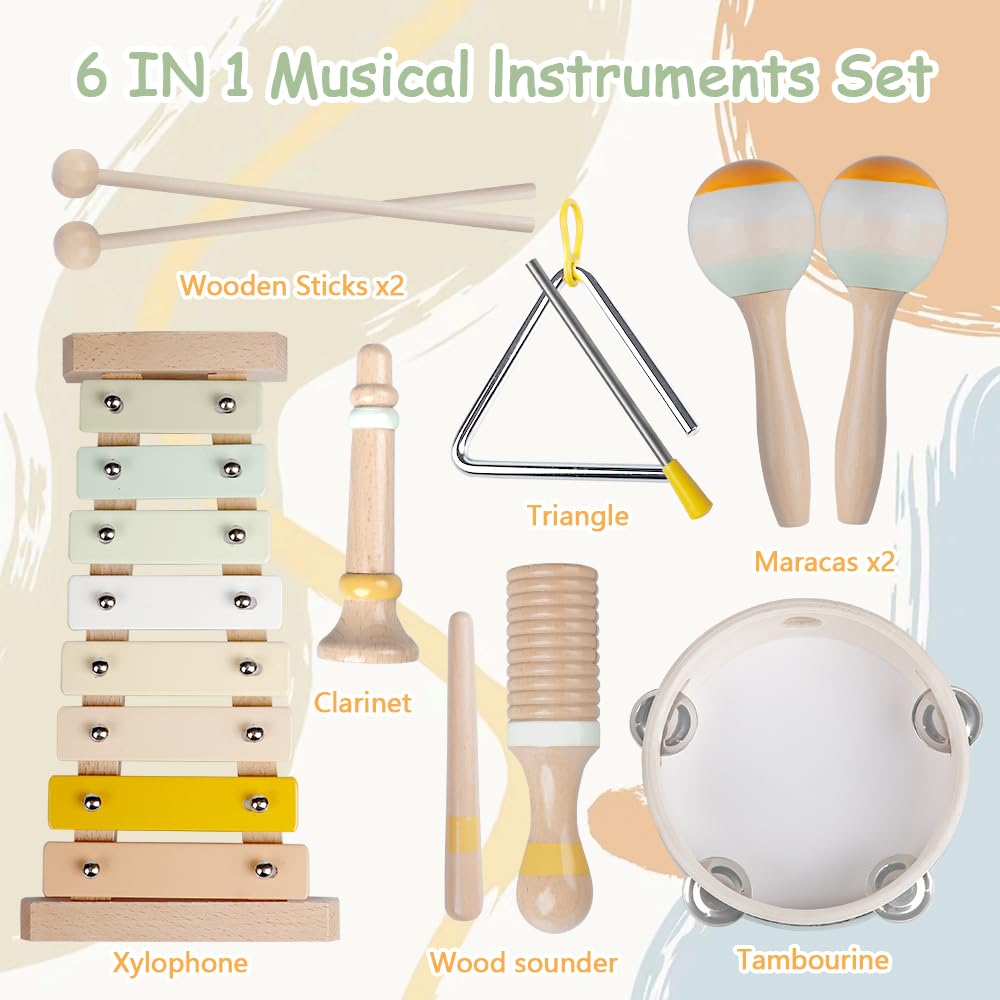 Aliex toddler xylophone in neutral colors supporting rhythm learning and concentration.