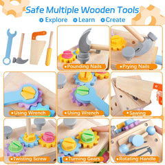 Aliex wooden kids tool set saw sparks problem-solving through hands-on assembly.