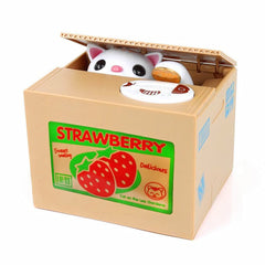 ALIMITOPIA Saving Money Box cat front view, inviting kids to save.