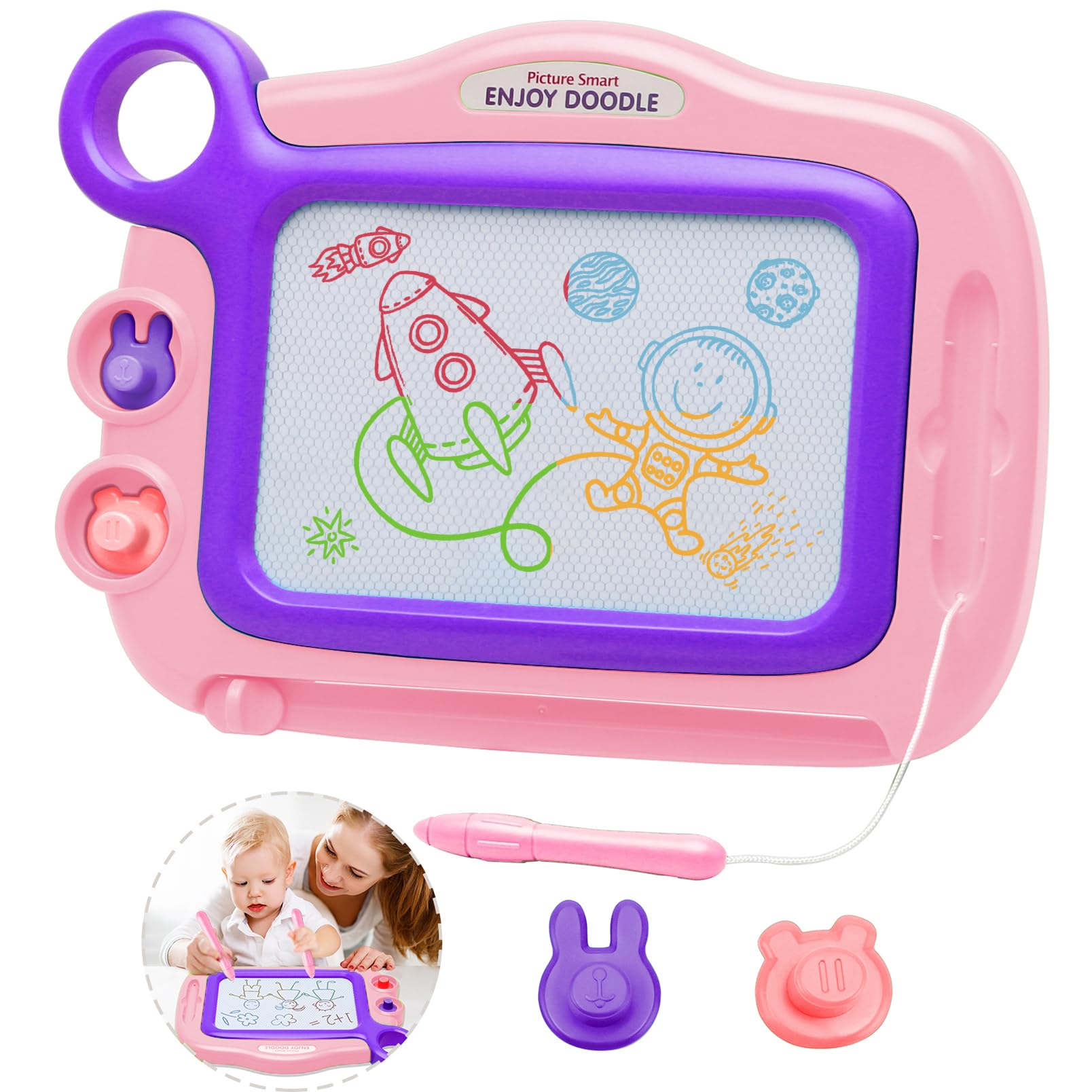 ALISKAGZE toddler doodle board with four colors sparks colorful early drawing exploration.