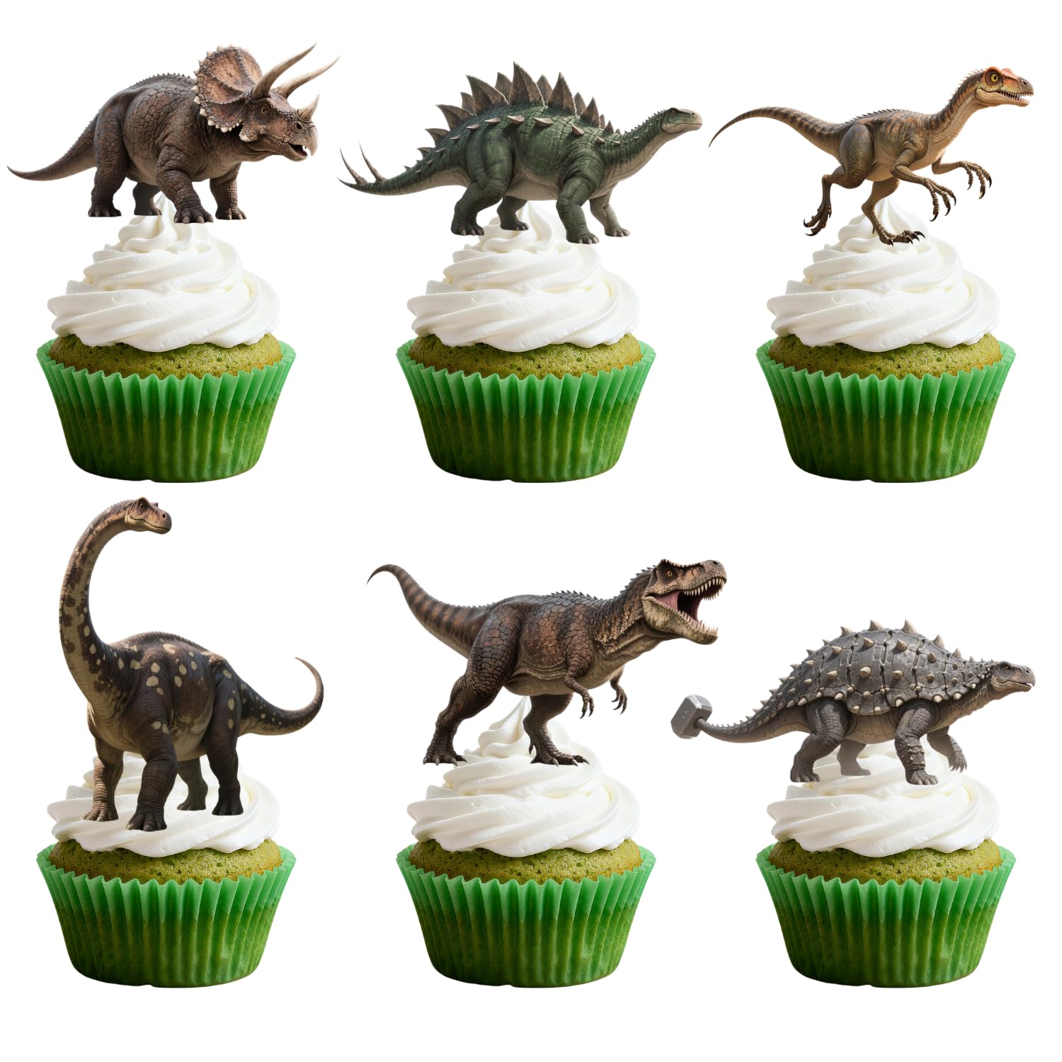 ALISSAR 36-piece dinosaur cupcake toppers for easy dessert decoration.