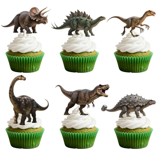 ALISSAR 36-piece dinosaur cupcake toppers for easy dessert decoration.