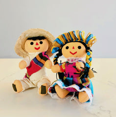 ALKIMIA INC seated rag dolls with movable arms and legs, versatile display.