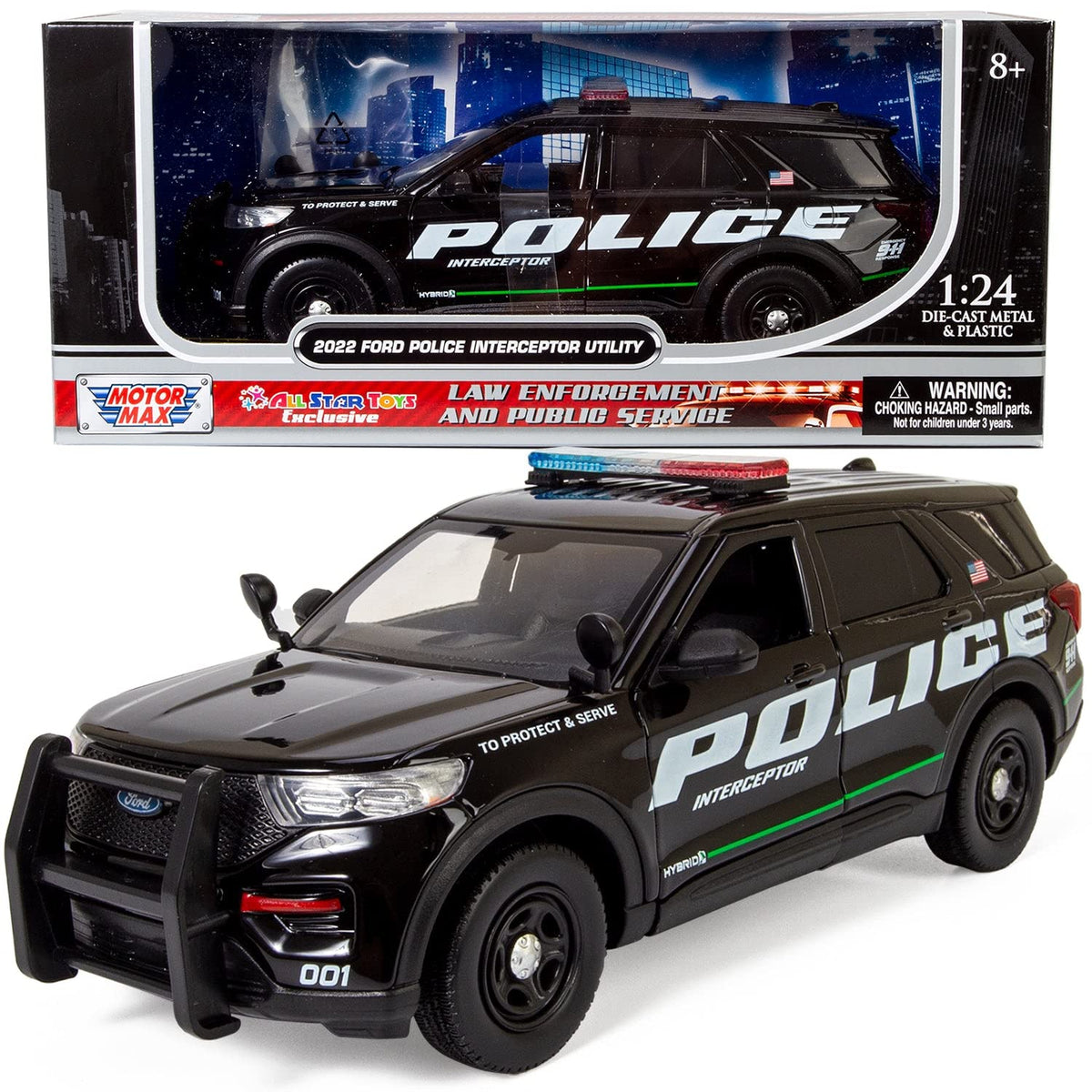 All Star Toys Explorer Police Interceptor diecast front view shows authentic decals for display