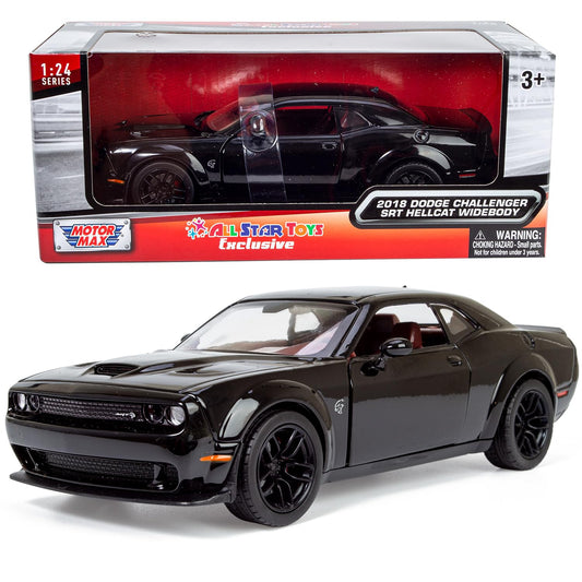 All Star Toys Challenger SRT Hellcat Widebody in black for display and collection.