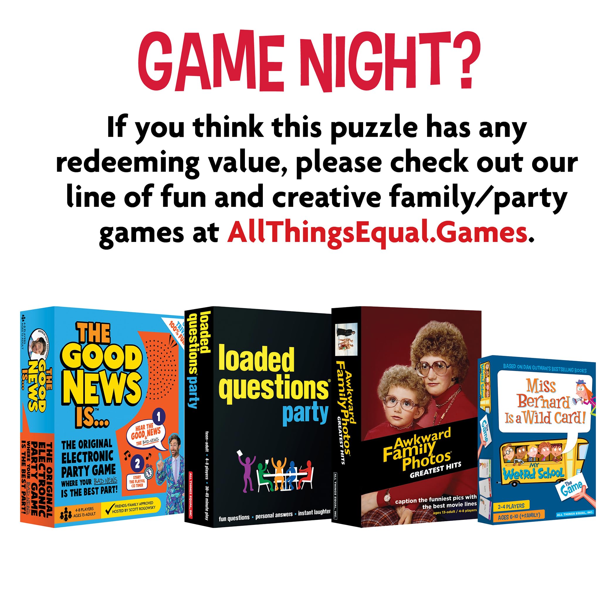 All Things Equal Loaded Questions compact storage keeps game night organized.