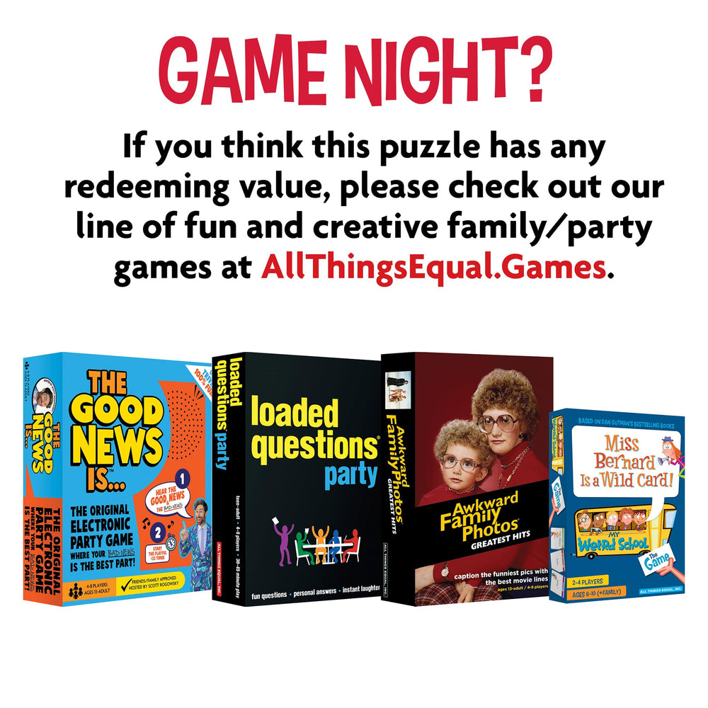 All Things Equal Loaded Questions compact storage keeps game night organized.