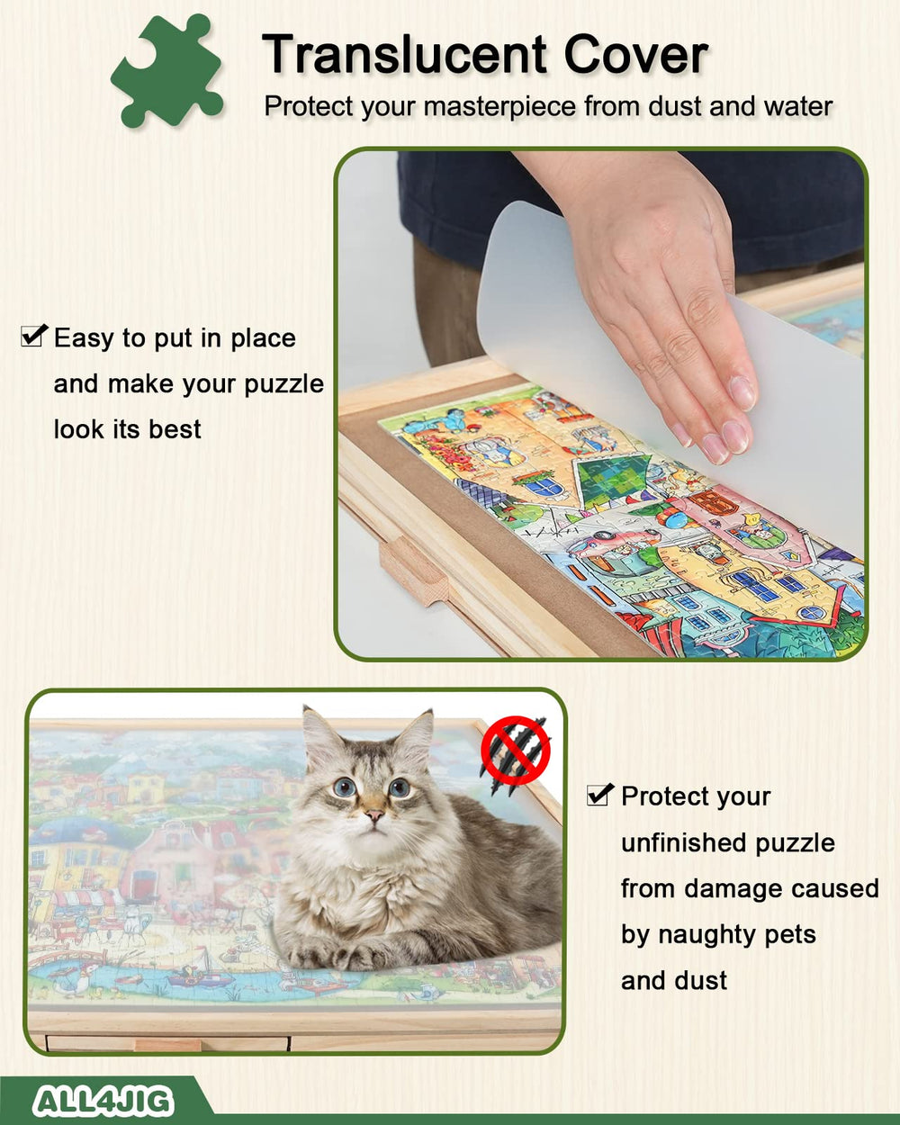 ALL4JIG portable puzzle table easy to stow under furniture.