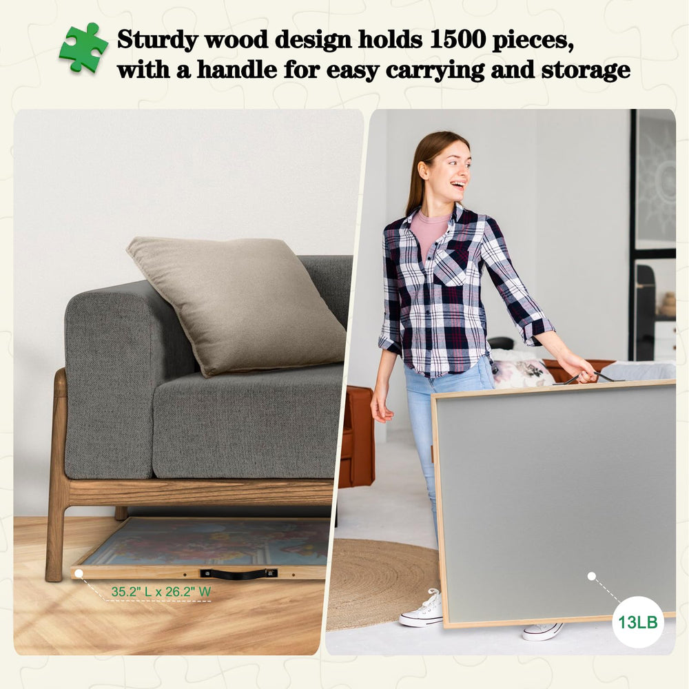 ALL4JIG puzzle board natural wood construction supports up to 1500 pieces