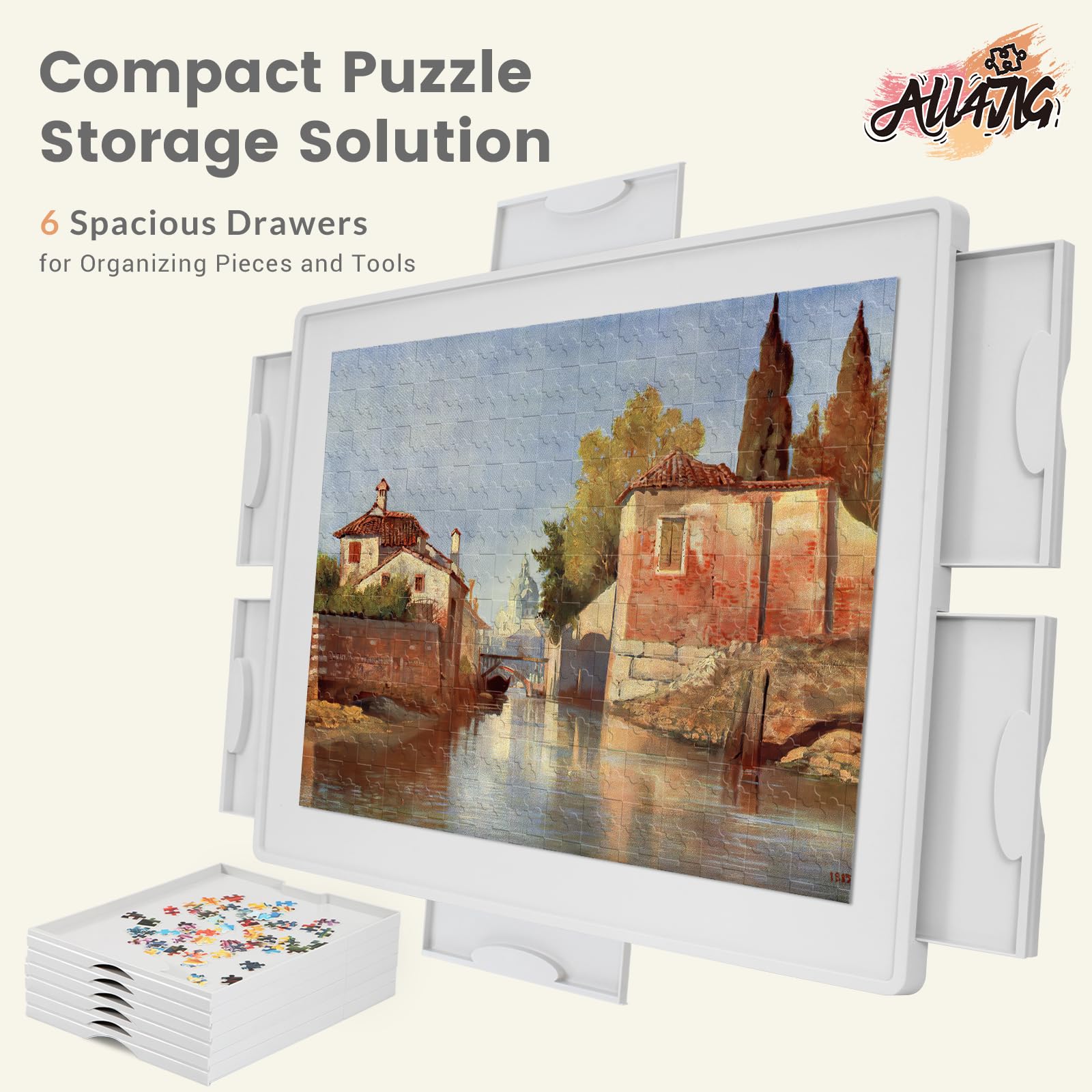 ALL4JIG portable slim-profile puzzle table for easy room-to-room use