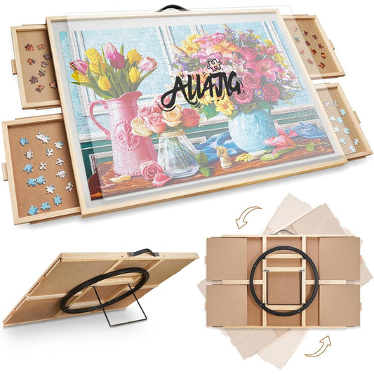 ALL4JIG puzzle board with tilting-rotating design for comfortable puzzling