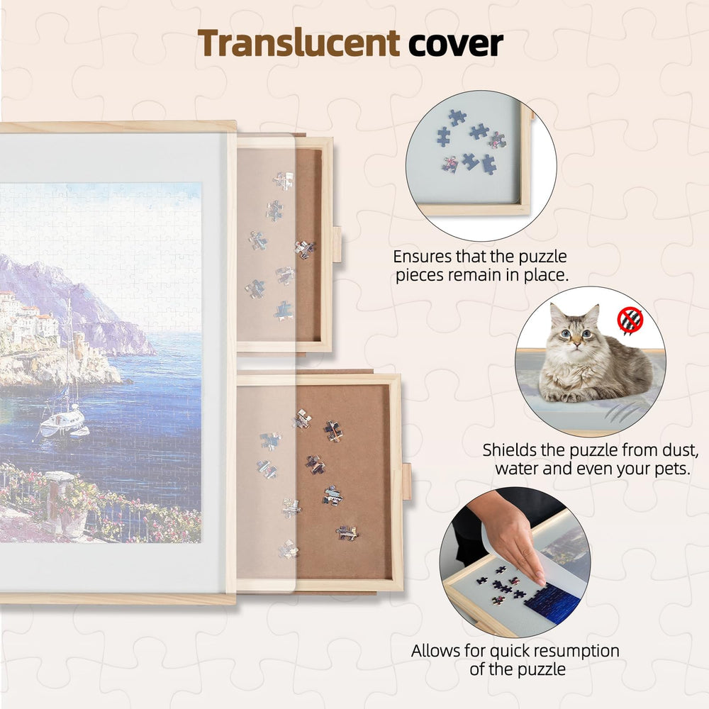 ALL4JIG protective translucent cover shields pieces from spills and dust.