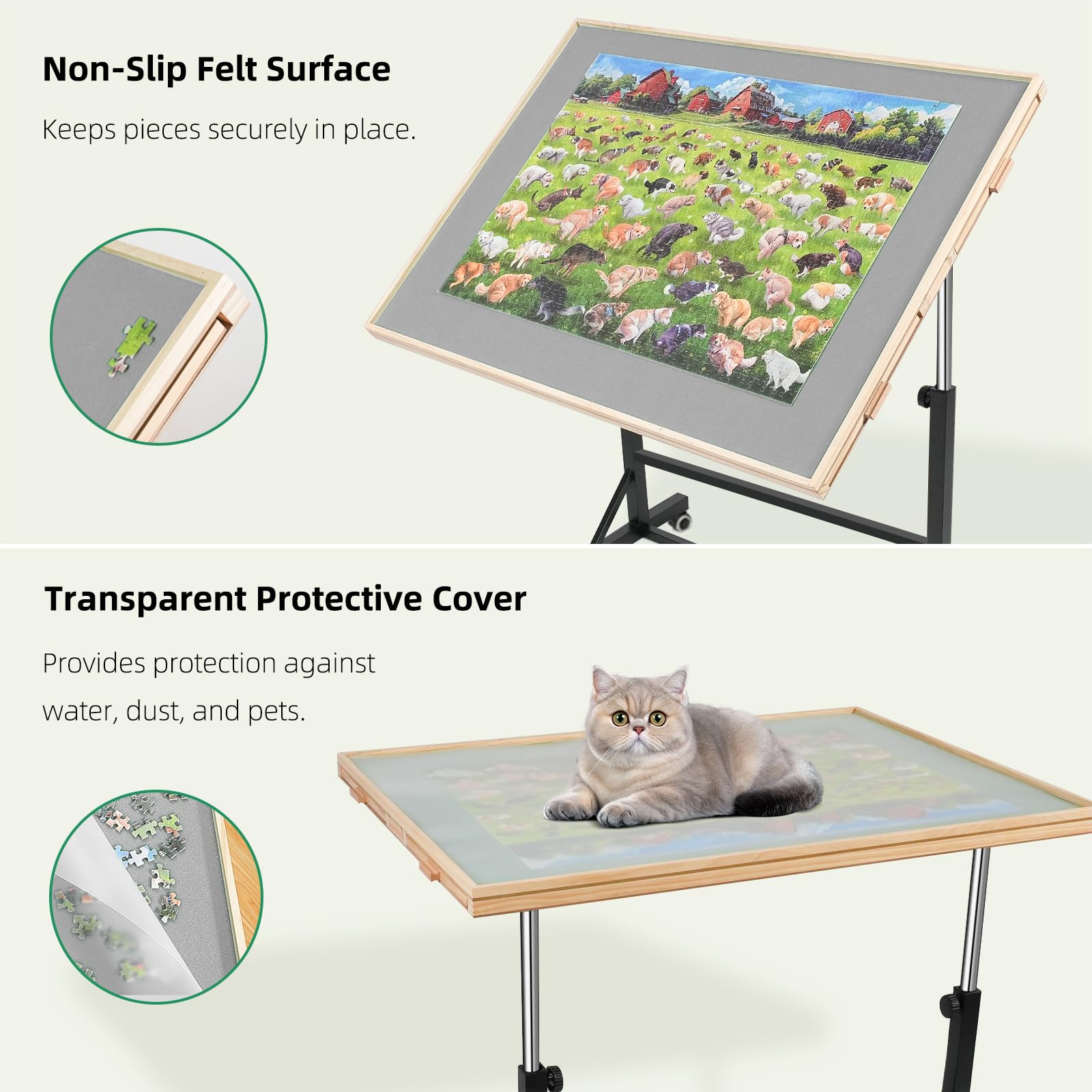 ALL4JIG puzzle table adjustable height and angle for ergonomic puzzling comfort