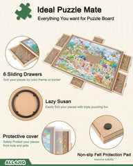 ALL4JIG puzzle table with organized drawers for sorted pieces.