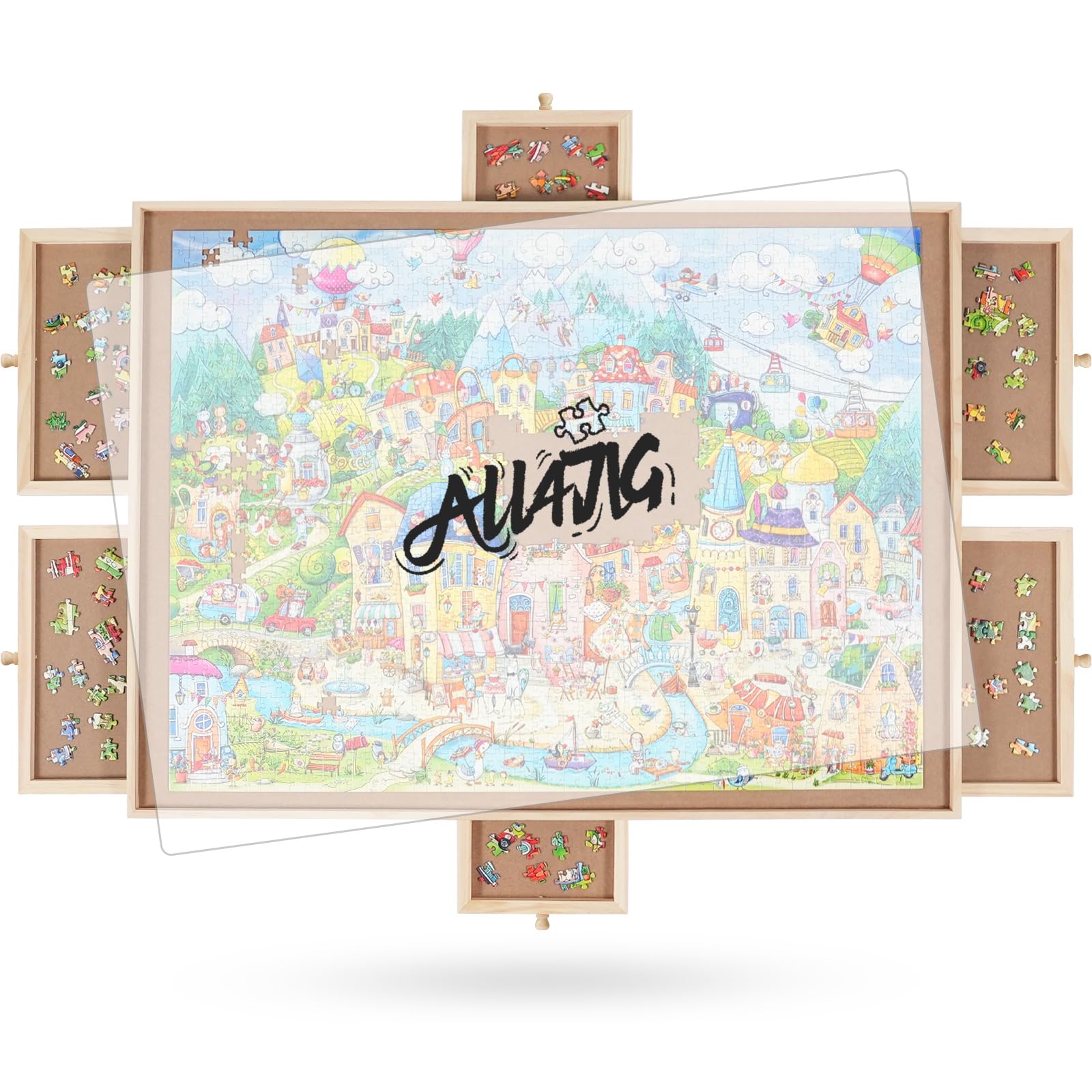 ALL4JIG puzzle table top view with a spacious work surface for large puzzles