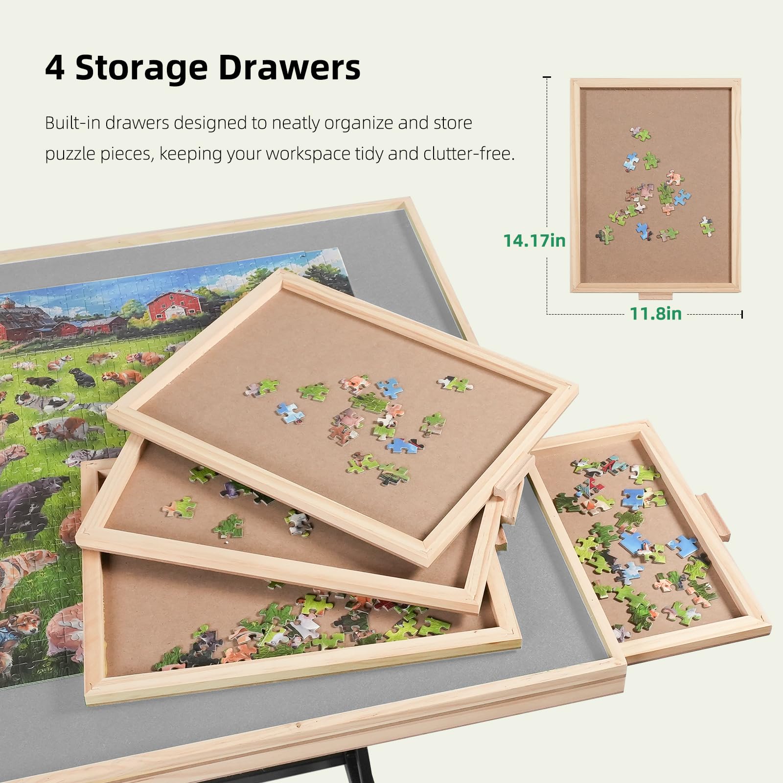 ALL4JIG puzzle table vertical placement saves floor space for compact setups