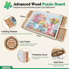 ALL4JIG tilting-angle adjustable puzzle board supports comfortable puzzling sessions.