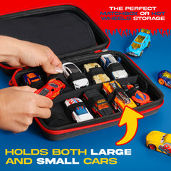 All7s durable black exterior with red zipper for stylish, sturdy storage.