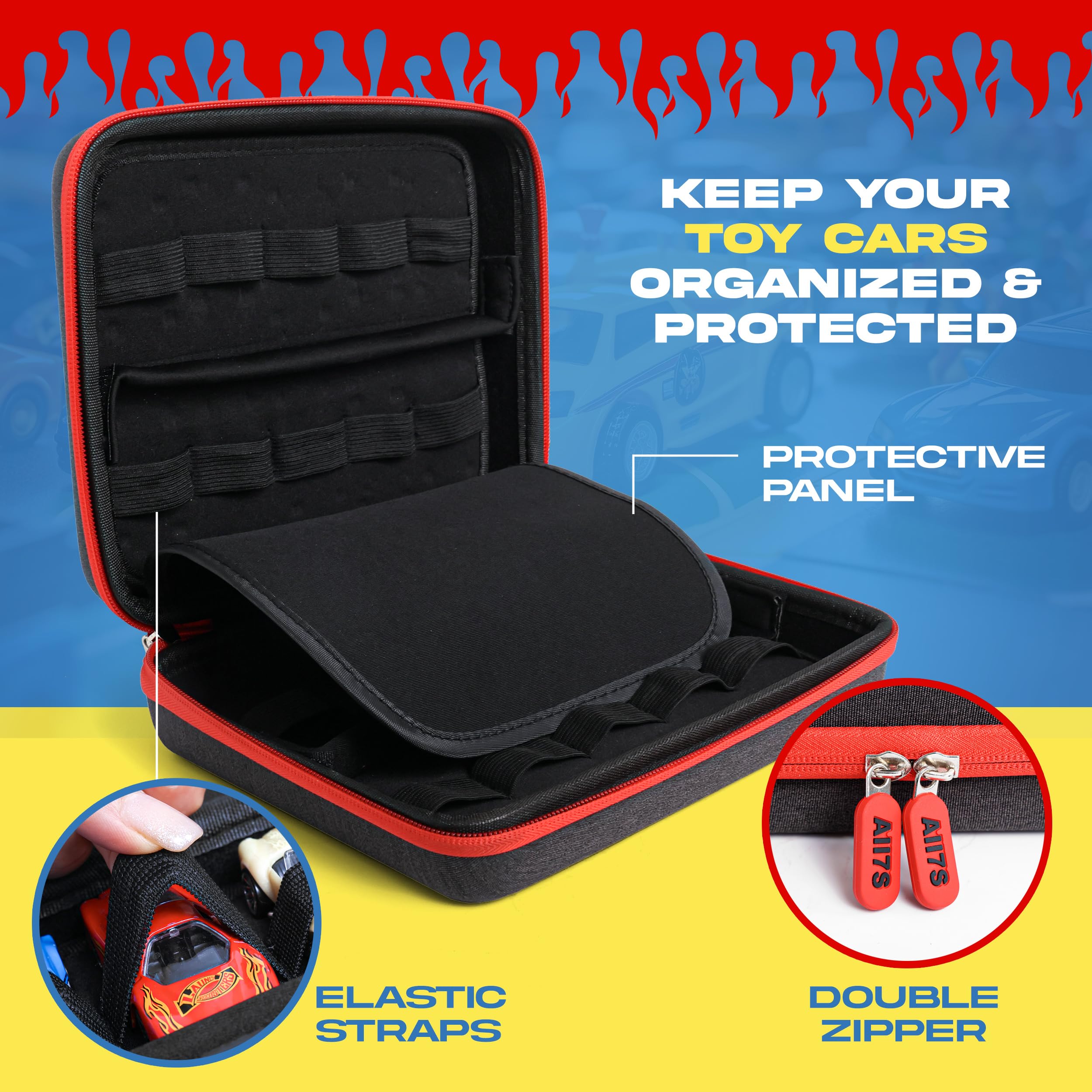 All7s travel-friendly case keeps Hot Wheels organized on the go.