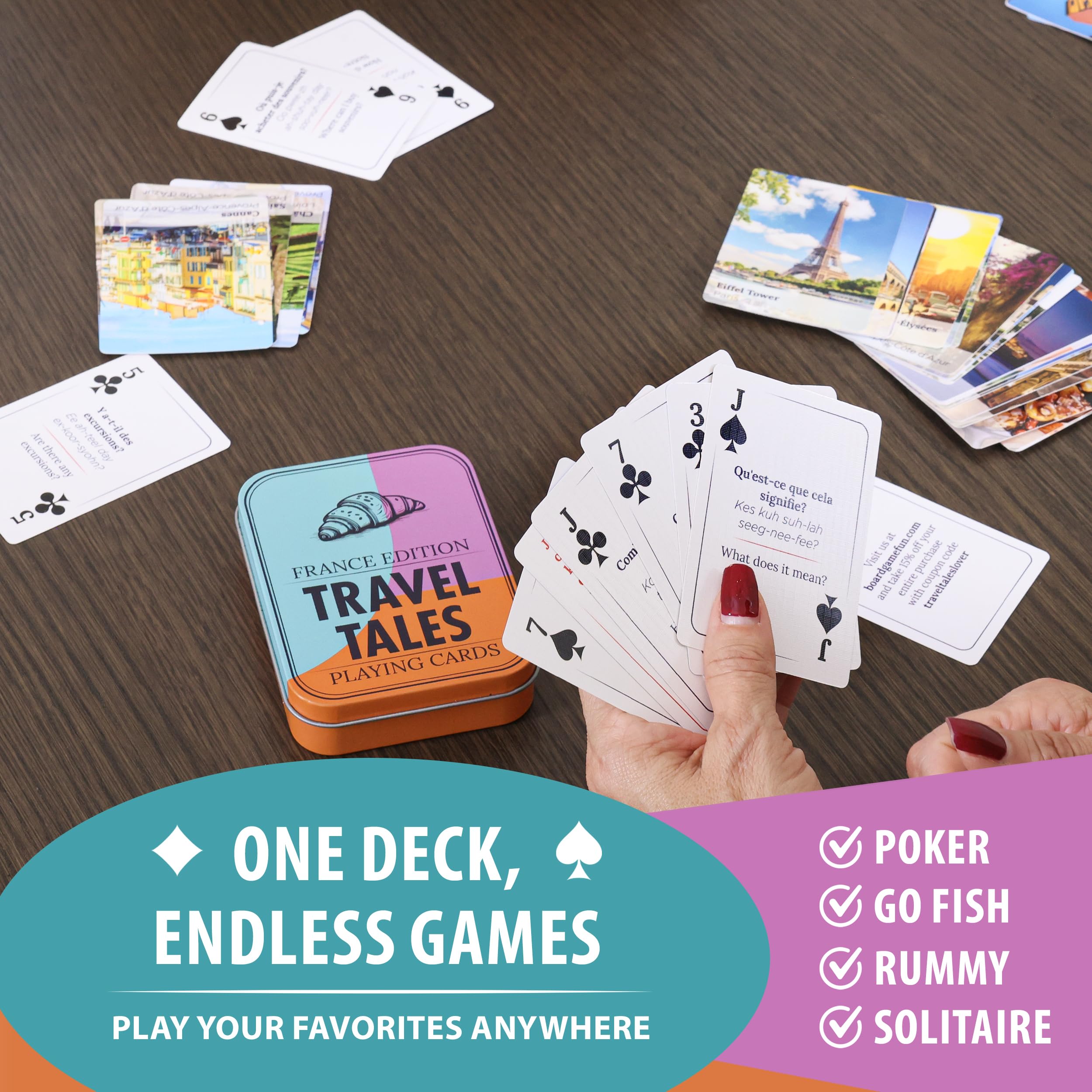 All7s Travel Tales France Edition phrases guide with translations and pronunciation help.
