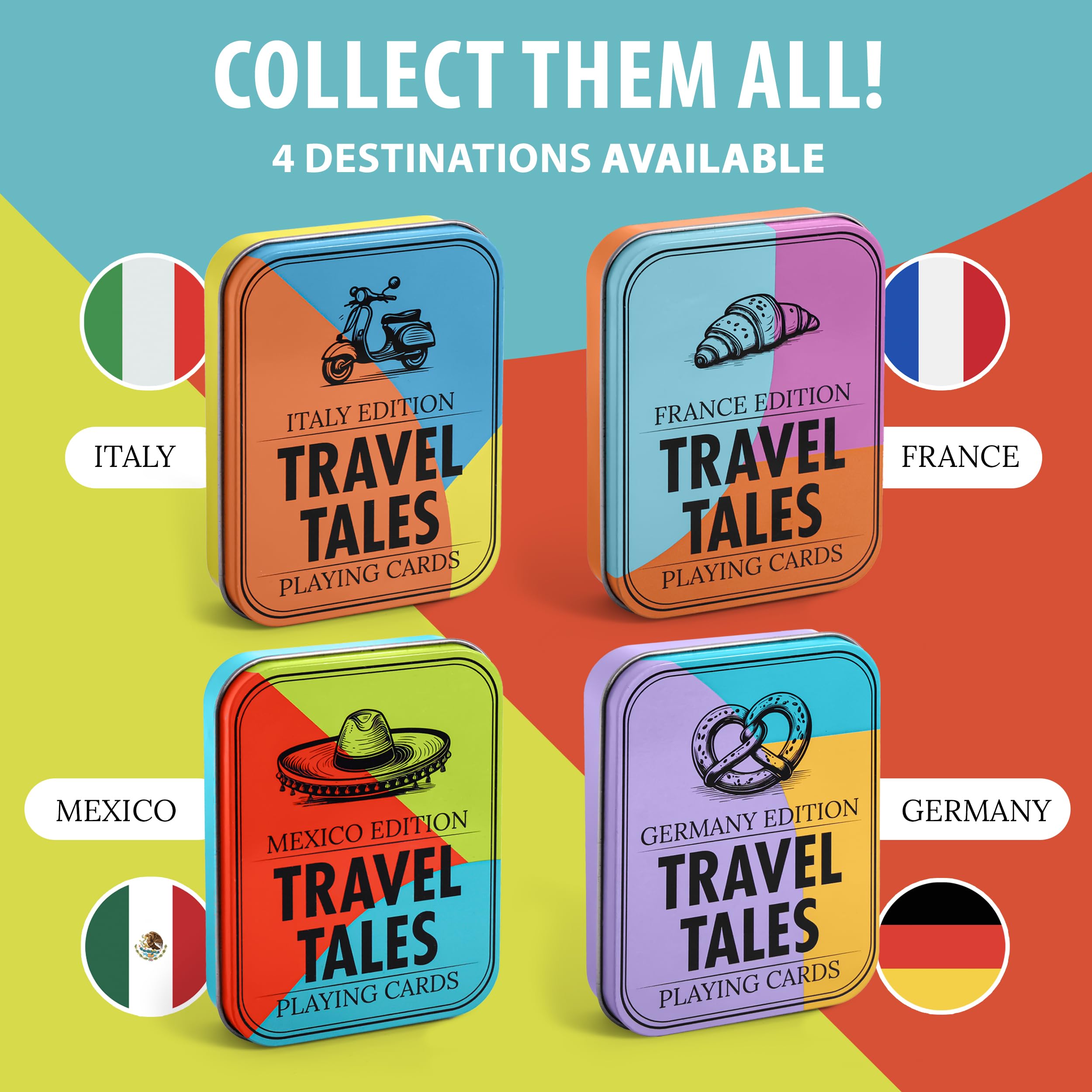 All7s Travel Tales Mexico Edition on a table for game night and language practice.