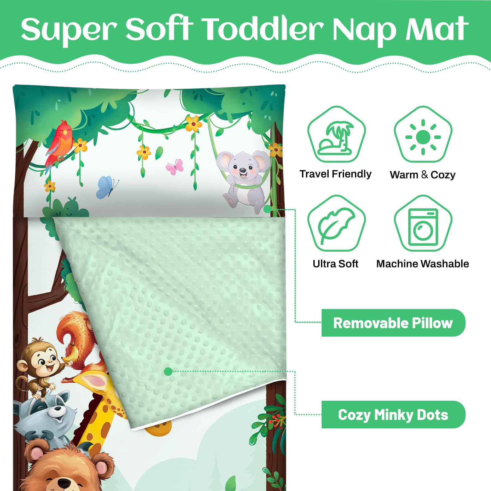 Alldomess nap mat with removable pillow for easy washing and fluff retention