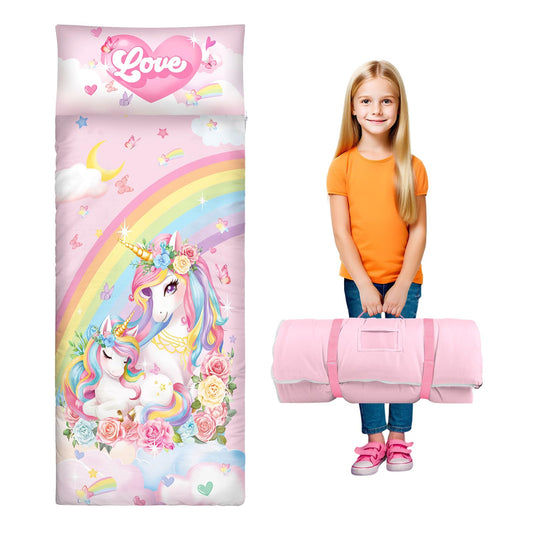 alldomess unicorn rainbow-pattern nap mat for cozy toddler rest