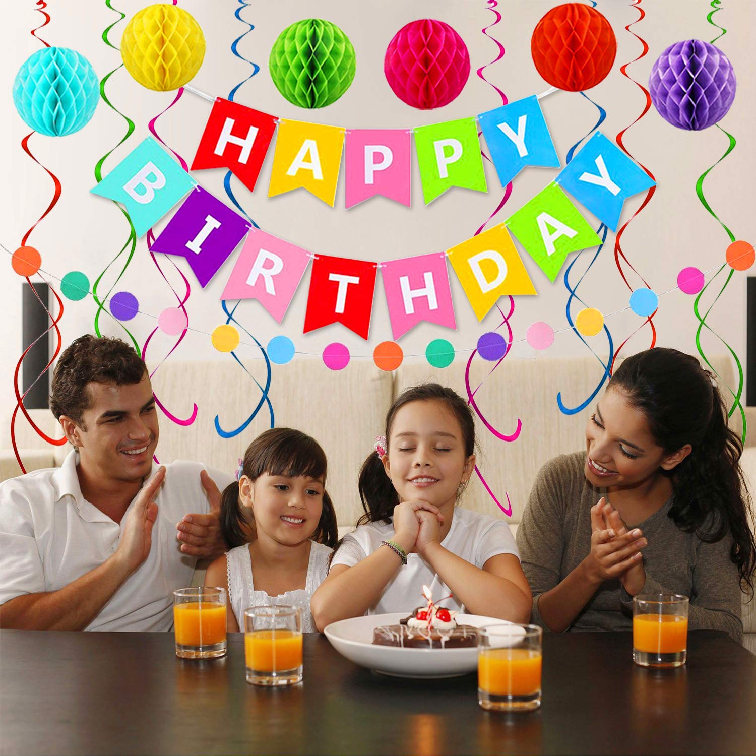 ALLFUN circle paper garland adds colorful framing for birthday setups.