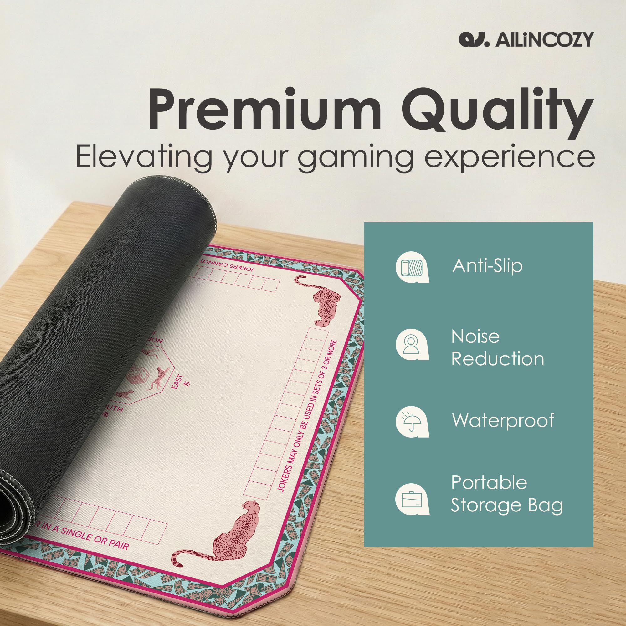 ALLINCOZY carrying bag shown with portable Mahjong Mat