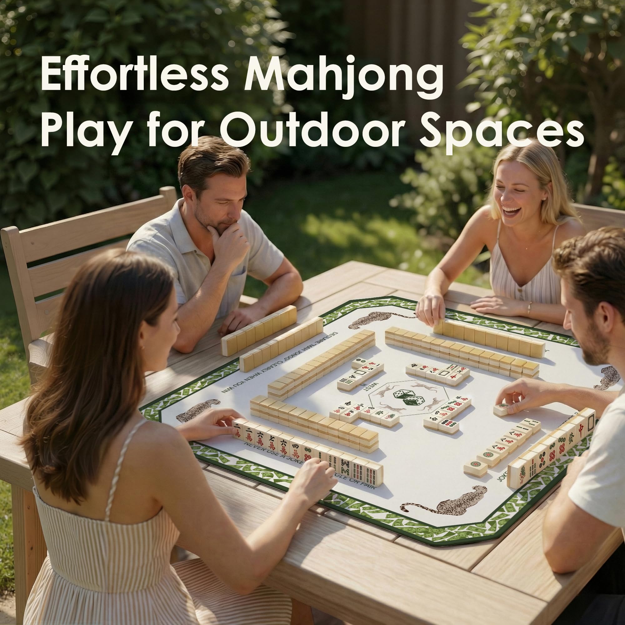 ALLINCOZY Mahjong Mat green easy-storage carry bag for compact travel