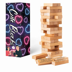 Allonu 54-prompt blocks tower ready for playful date-night prompts and connection.