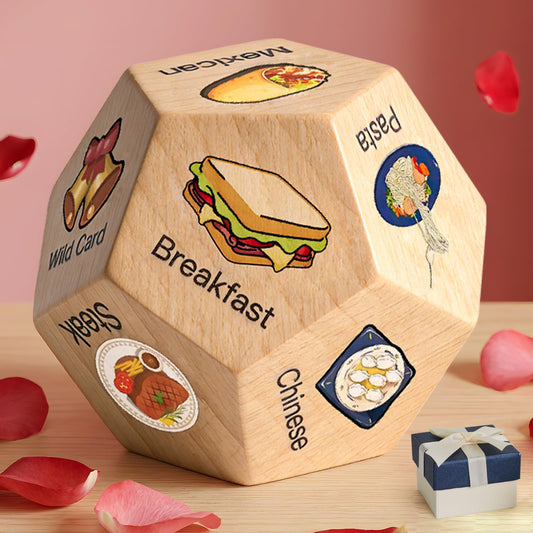 Allotall valentines dice with wooden finish, ideal for cozy date nights.