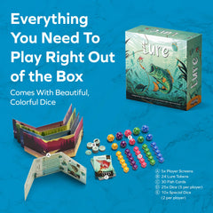 Allplay Lure board game special dice introduce risk and reward choices.